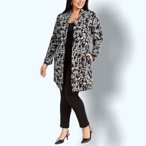 NWT Alfani Open Front Black & White Jacket Sz 0X